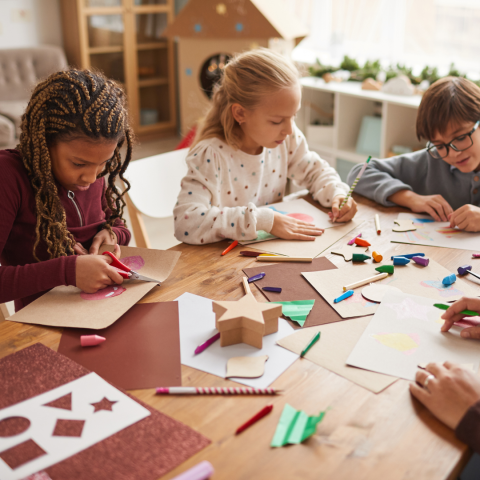 Kids doing arts and crafts