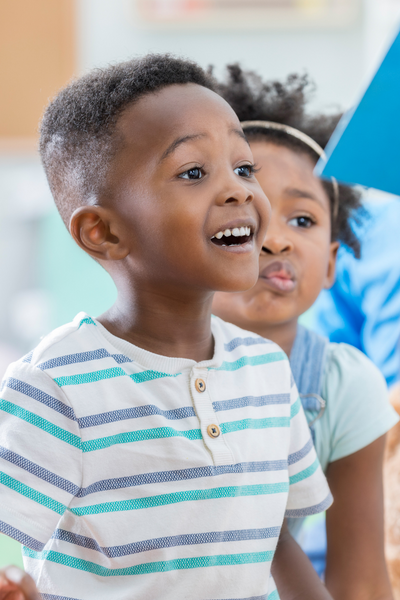 Excited child smiling