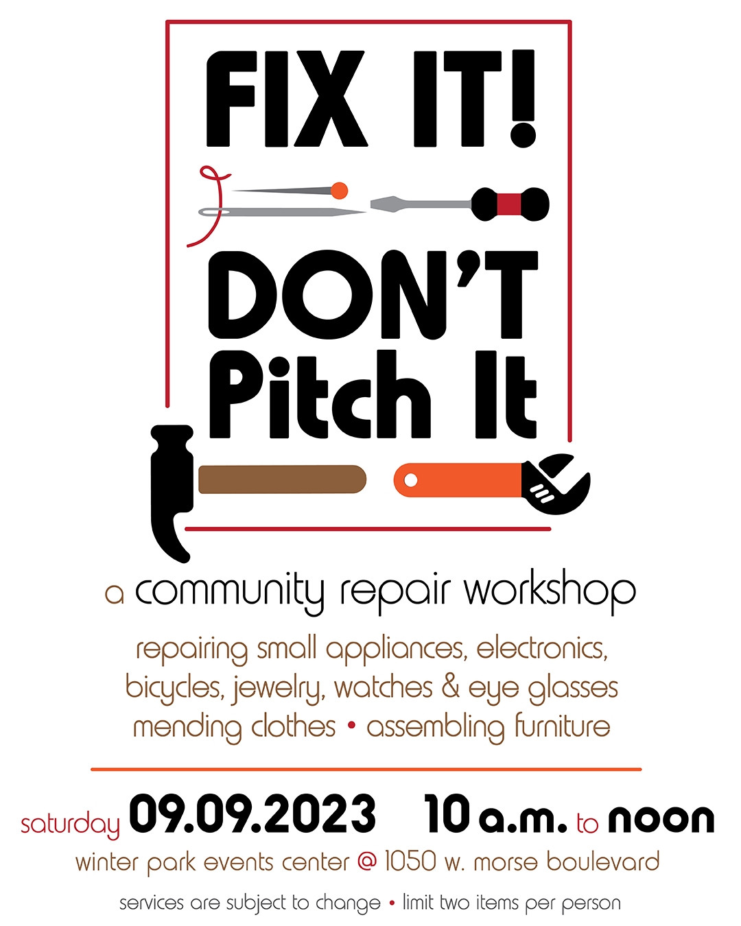 Fix It Don't Pitch It flyer 