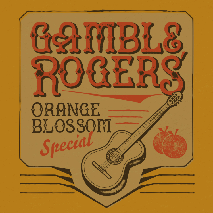 An illustrated guitar and the text "Gamble Rogers' range Blossom Special".